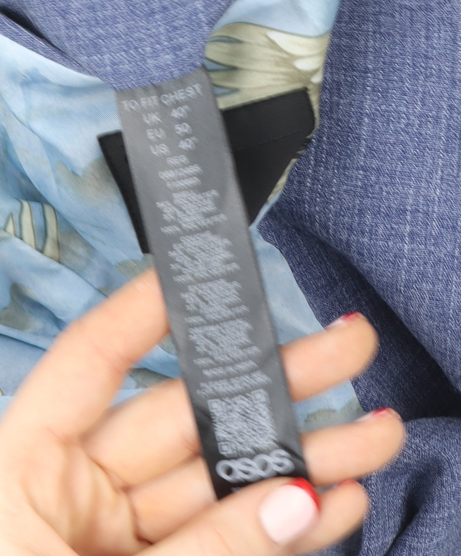 ASOS Women Blue Regular Fit Blazer Jacket Size 14 Lined Classic Style