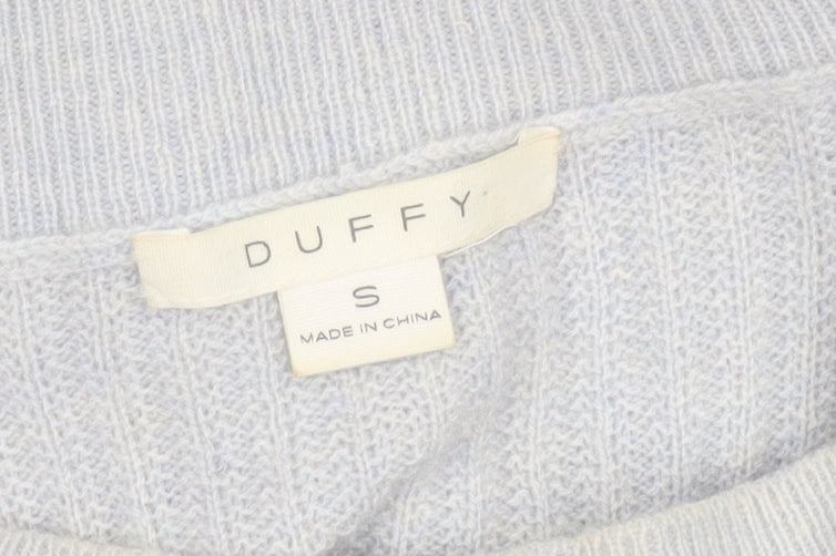 Duffy Womens Grey 100% Cashmere Ribbed Crew Neck Jumper Size S