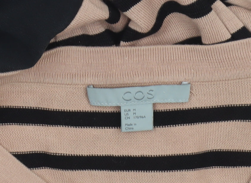 COS Women Beige Black Striped 3/4 Sleeve Tunic Shirt UK 12