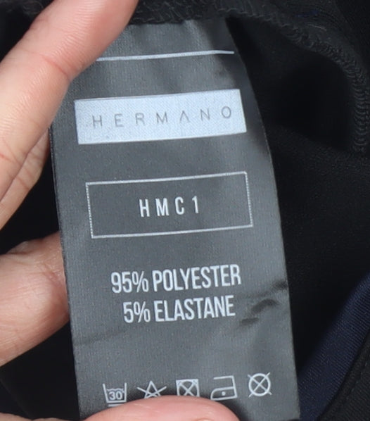 Hermano Men's Black XS Slim Joggers with Blue Stripe Detail