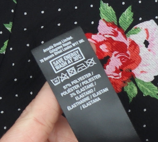 Dorothy Perkins Women's Black Floral Sleeveless Tunic Blouse Size 16