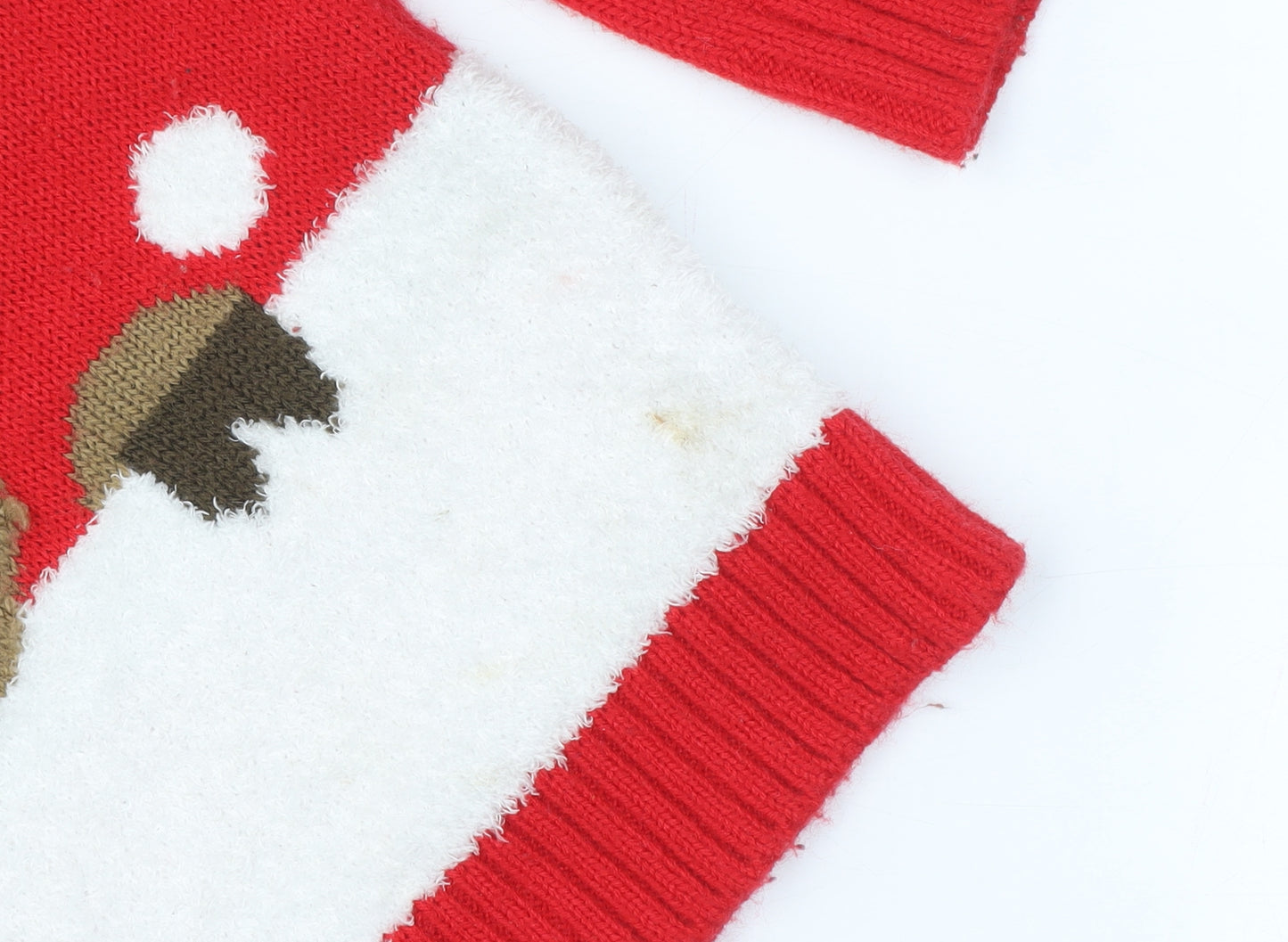 Let It Snow Girls Red Reindeer Christmas Pullover Jumper 3-4 Years