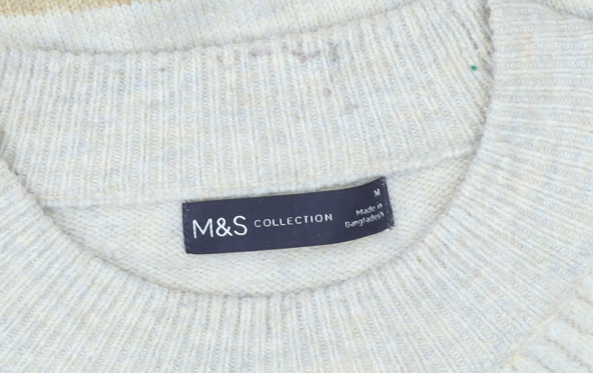 Marks and Spencer Women's Multicoloured Striped Wool Jumper M