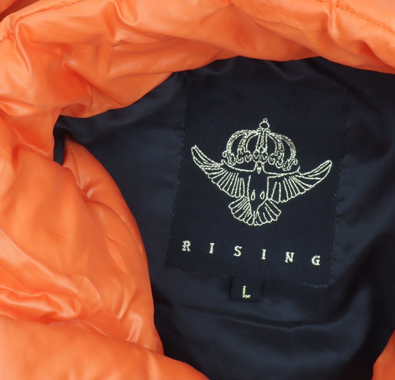 Rising Womens Orange Cropped Puffer Jacket Size L Winter Coat