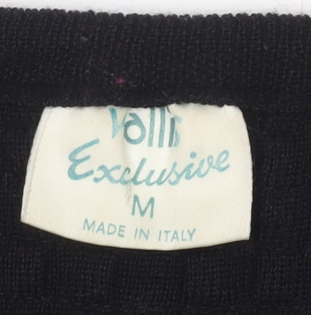 Volli Exclusive Women’s Black Wool Blend Rib Knit Long Sleeve Cardigan Size M