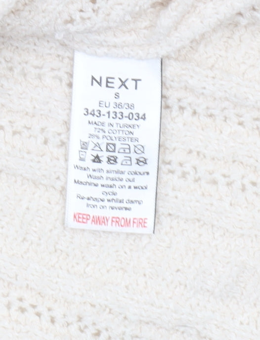 Next Women's Beige Collared Knit Cardigan Size S