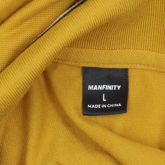 Manfinity Men's Yellow Short Sleeve Polo Shirt L Regular Fit