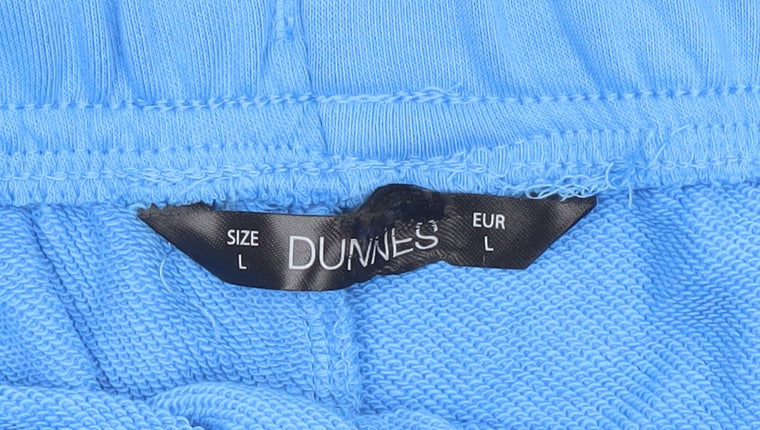 Dunnes Women Blue Sweat Shorts L Cotton Polyester Drawstring