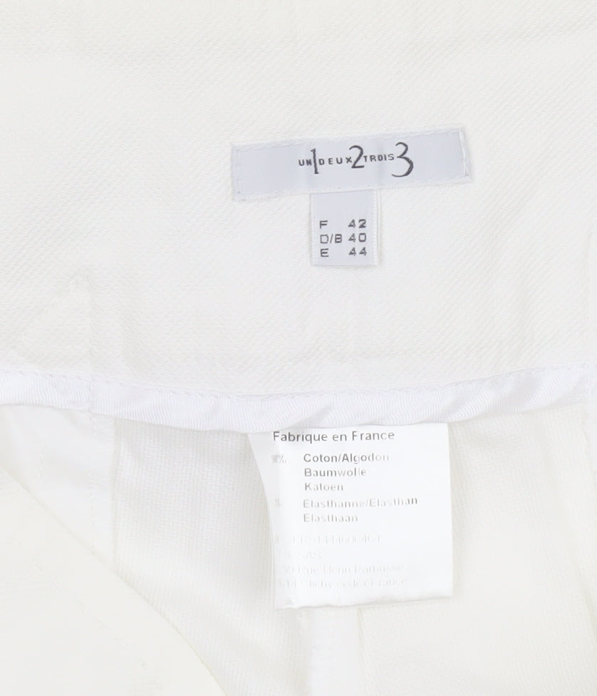 1 2 3 Women’s White Cotton Stretch Twill Trousers Size 14