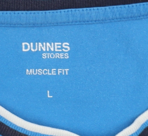 Dunnes Stores Men's Blue Muscle Fit Crew Neck T-Shirt Size L