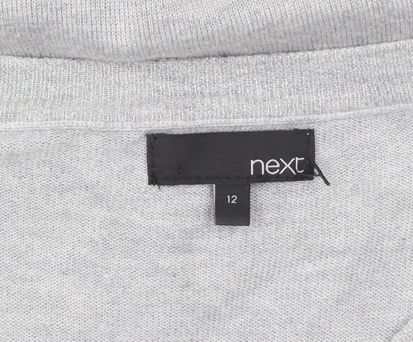 Next Women Grey V-Neck Long Sleeve Knit Top Size 12