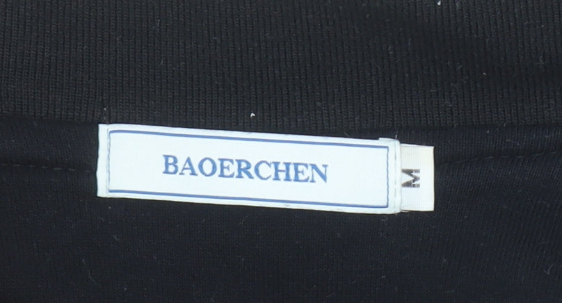 BAOERCHEN Men's Black Check College Style Sweatshirt M