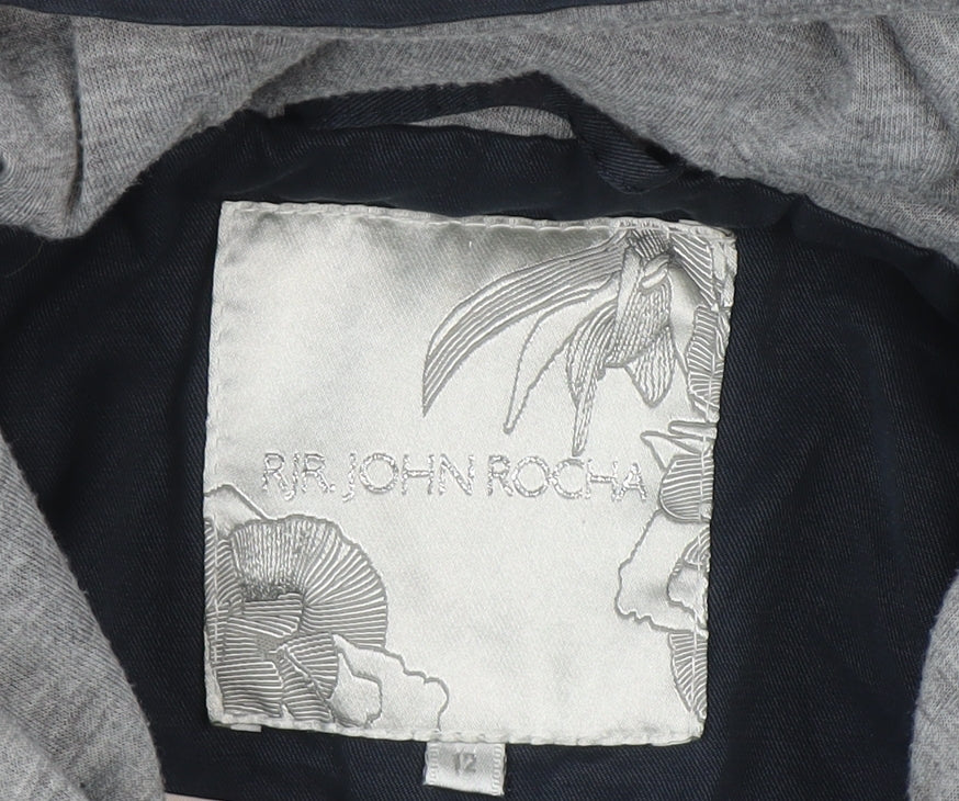 RJR John Rocha Women's Blue Hooded Trench Jacket Size 12