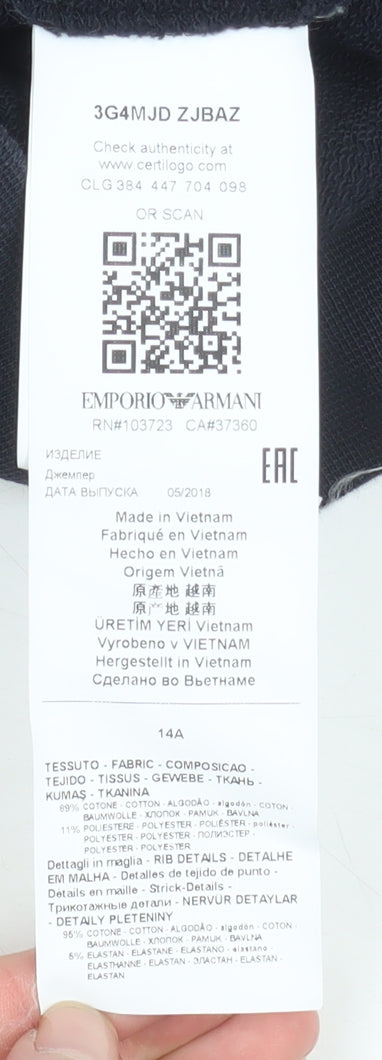 Emporio Armani Boys Black Logo Crew Neck Sweatshirt 14 Years