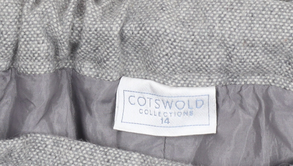 Cotswold Collections Women Grey Wool Blend Lined Straight Trousers Size 14