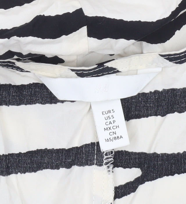 H&M Women Black Zebra Print Short Puff Sleeve Shift Dress M