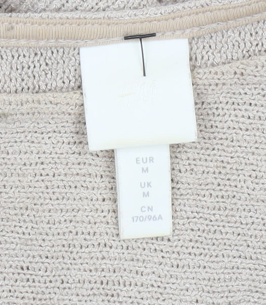 H&M Women’s Beige Boat Neck Relaxed Fit Knit Jumper Size M