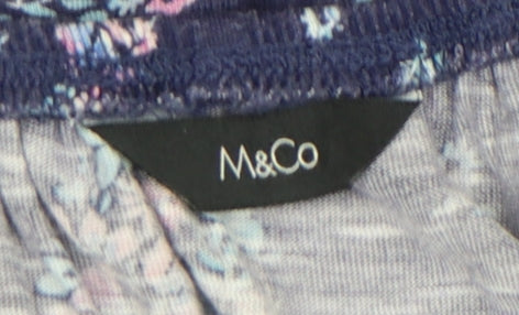 M&Co Women Blue Floral Ruffle Tunic Blouse Size 16