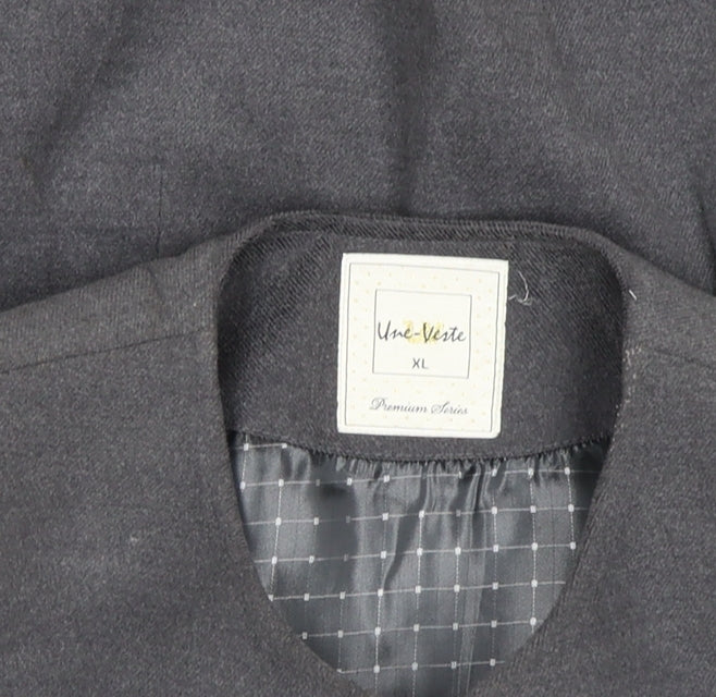Une Veste Women Grey Wool Blend Zip Up Jacket Size XL
