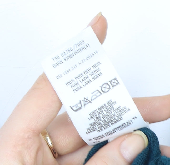 Marks and Spencer Women Dark Teal V-Neck Lambswool Sweater XL