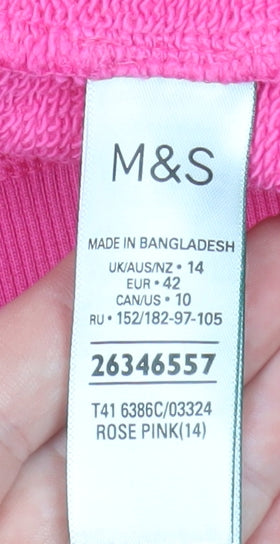 Marks and Spencer Women’s Pink Hooded Zip Cotton Jacket Size 14