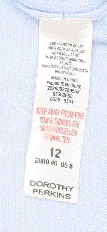 Dorothy Perkins Women's Blue Floral Shoulder Jumper Size 12