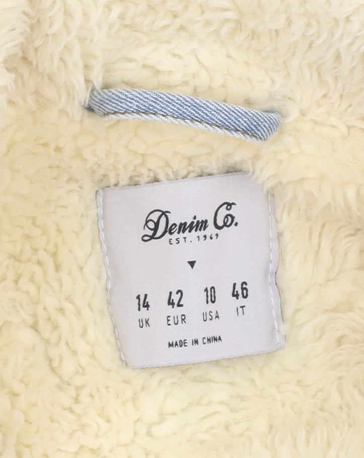 Denim Co. Women's Blue Sherpa Lined Denim Jacket Size 14