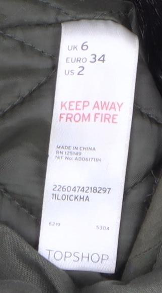 Topshop Women Green Faux Fur Hooded Parka Coat Size 6