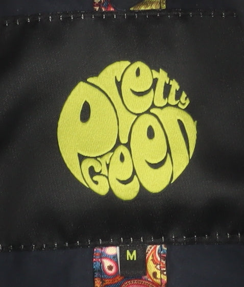 Pretty Green Men's Blue Cotton Bomber Jacket M Regular Fit