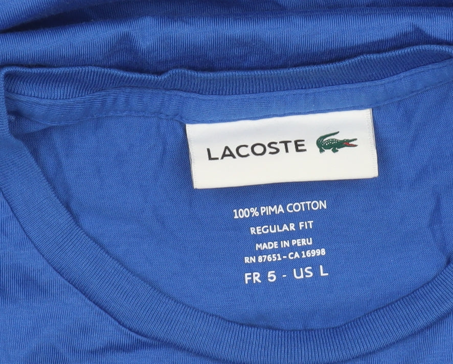 Lacoste Men's Blue Regular Fit Pima Cotton Crew Neck T-Shirt L