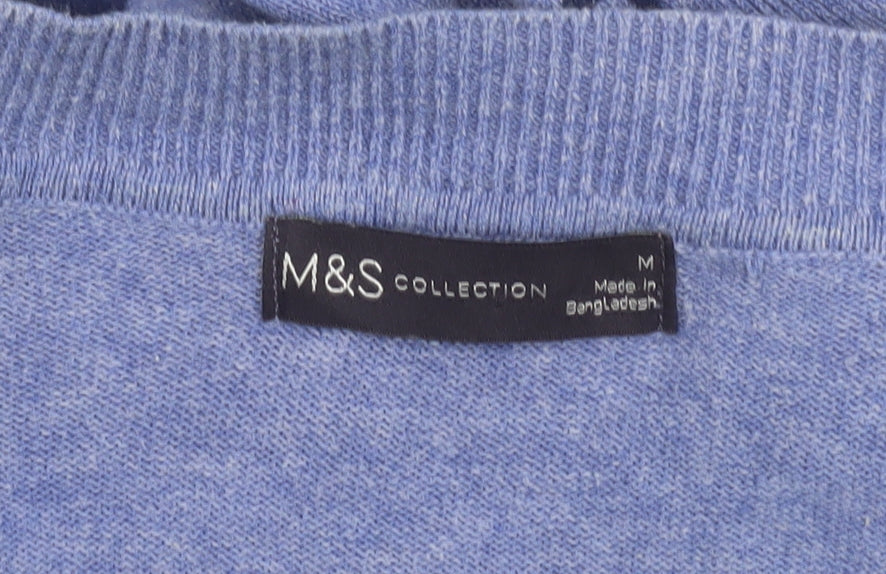 Marks and Spencer Women's Blue Star V-Neck Knit Jumper M
