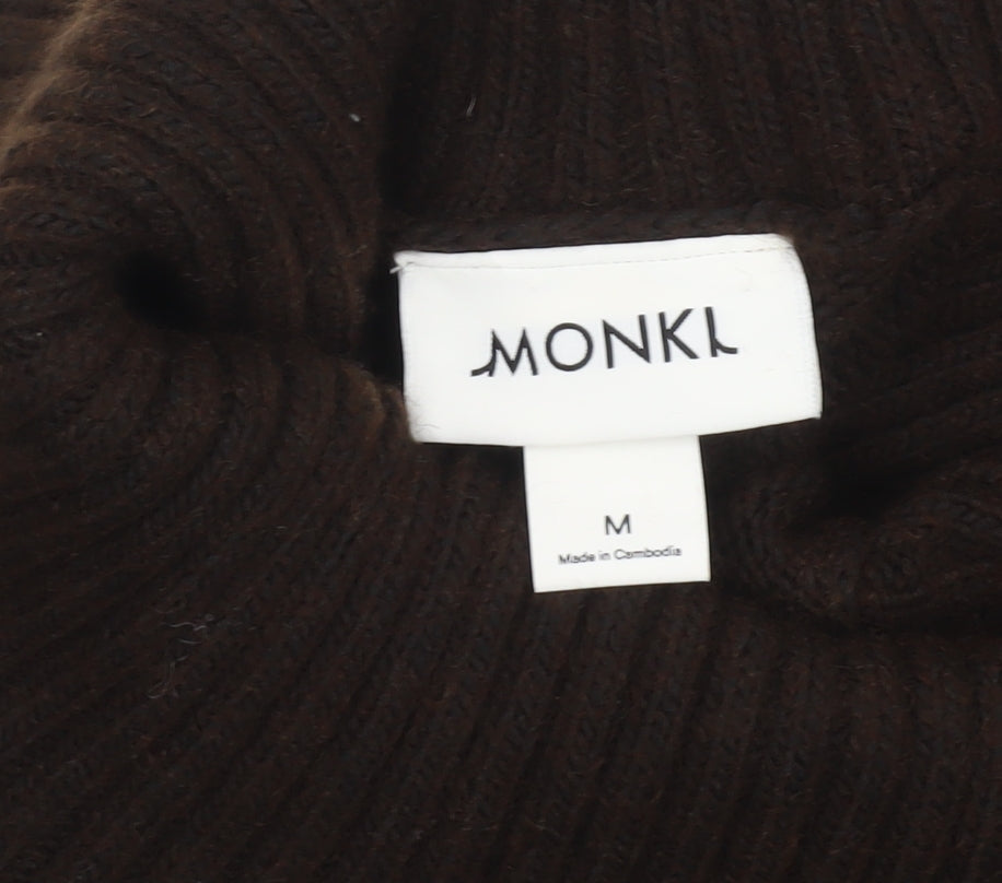 Monki Women Brown Roll Neck Knit Jumper Size M Long Sleeve
