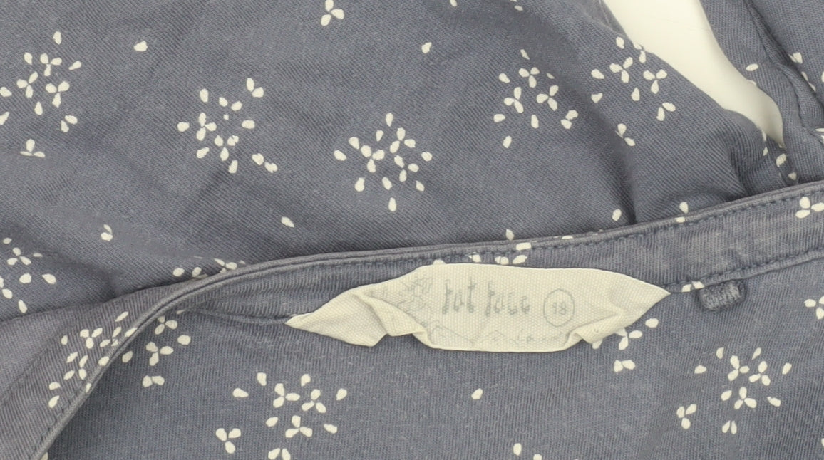 Fat Face Women's Blue Floral Tunic Blouse Size 18 Cotton 3/4 Sleeve