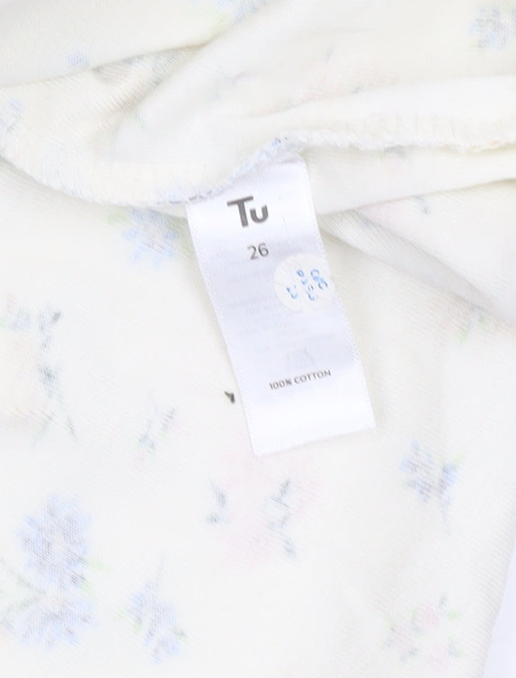 Tu Women’s Ivory Floral Cotton Short Sleeve T-Shirt Size 26