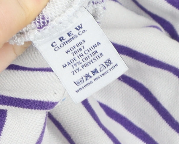 Crew Clothing Women’s White Purple Striped 1/2 Zip Sweatshirt Size 12