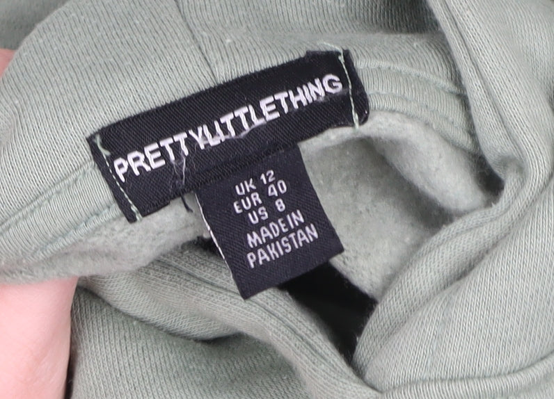 PrettyLittleThing Womens Green Size 12 Pullover Hoodie Cool Girl Club