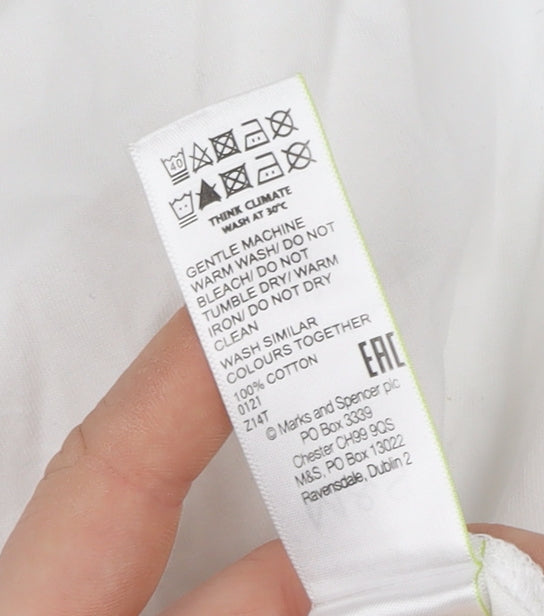 Marks and Spencer Women’s White Cotton Collared Short Sleeve Blouse Size 10