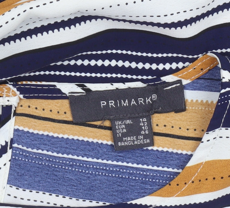 Primark Women’s Multicoloured Striped Jersey T-Shirt Size 14