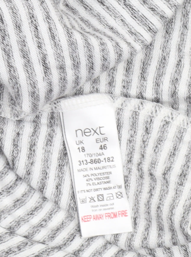 Next Women’s Grey Striped 3/4 Sleeve Jersey T-Shirt Size 18