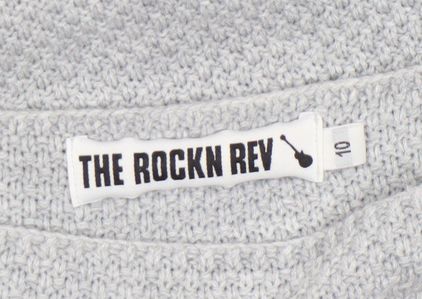 The Rockn Rev Women’s Grey Acrylic Knit Pullover Jumper Size 10