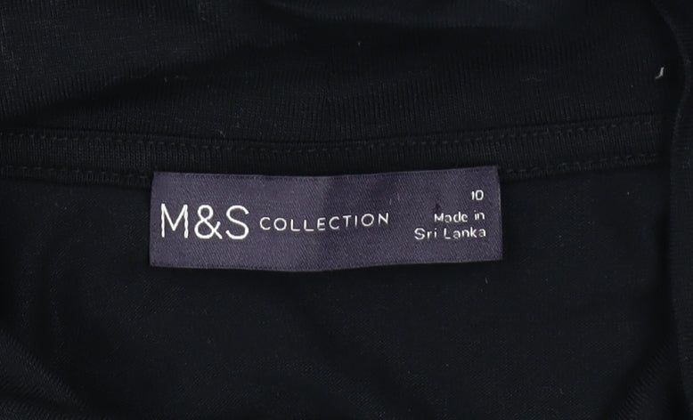Marks and Spencer Women’s Black Long Sleeve Bow Neck Jersey Blouse Size 10