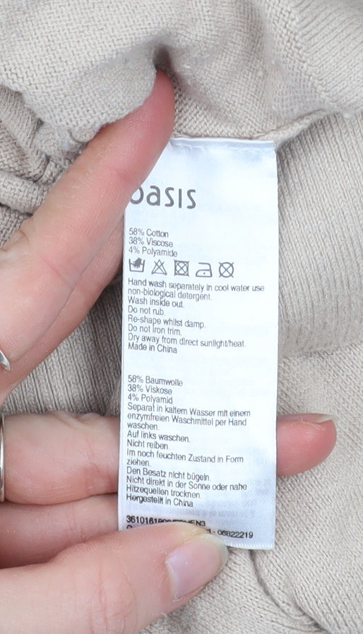 Oasis Womens Beige Sequin Shoulder Cotton Blend Jumper M