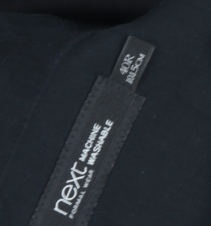 Next Men's Black Wool Blend Formal Dress Trousers 40R Regular Fit