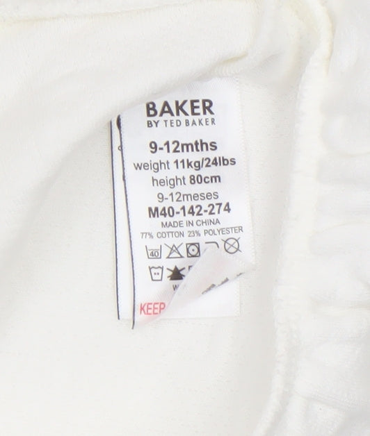 Ted Baker Girls Ivory Long Sleeve Tunic T-Shirt 9-12 Months Cotton Blend
