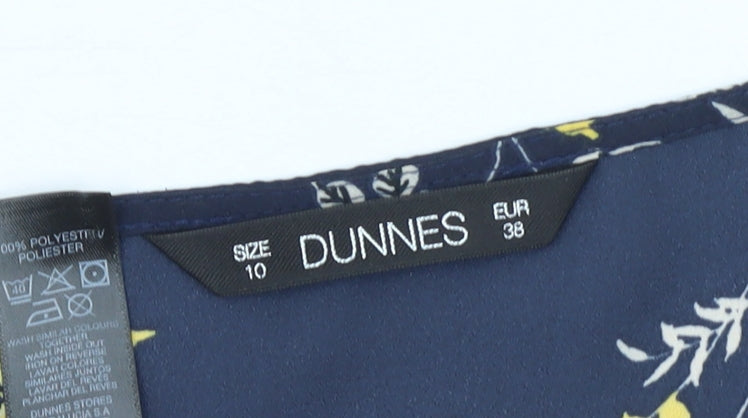 Dunnes Women's Blue Floral Ruffle Sleeve Tunic Blouse Size 10