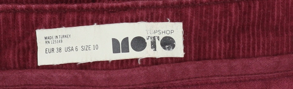 Topshop Women Red Corduroy A-Line Mini Skirt Size 10