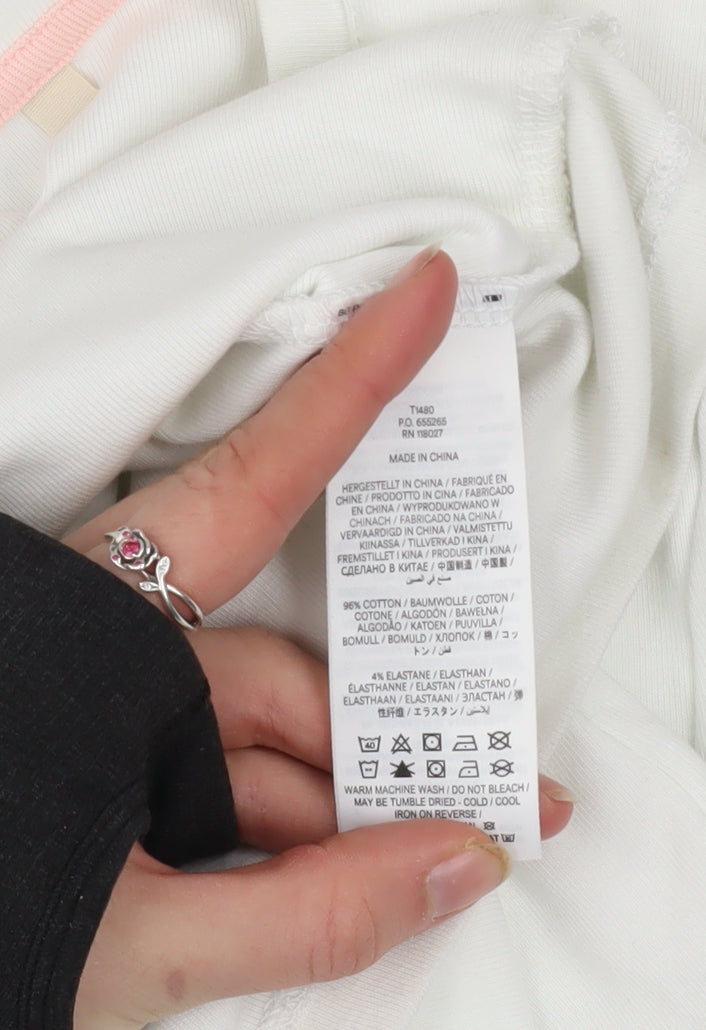 Boden Women White Short Sleeve Basic Cotton T-Shirt Size 14