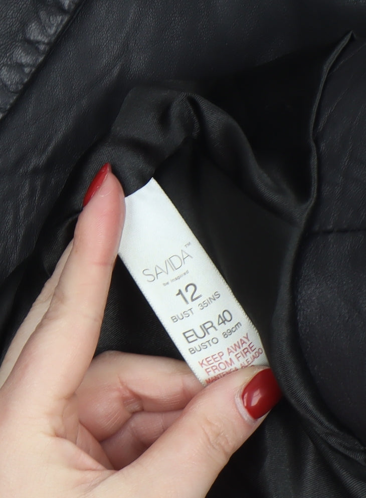 Savida by Dunnes Stores Women's Black Leather Blazer Size 12