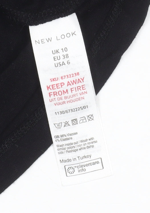 New Look Women’s Black V-Neck 3/4 Sleeve Basic Stretch Top UK 10