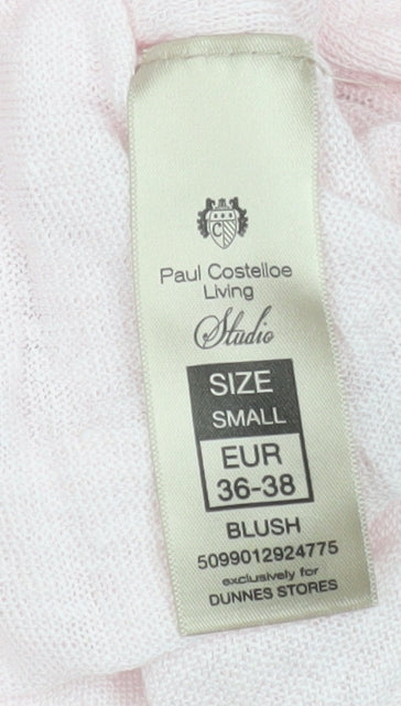 Paul Costelloe Living Women’s Blush Pink Linen V-Neck Long Sleeve Top Size S